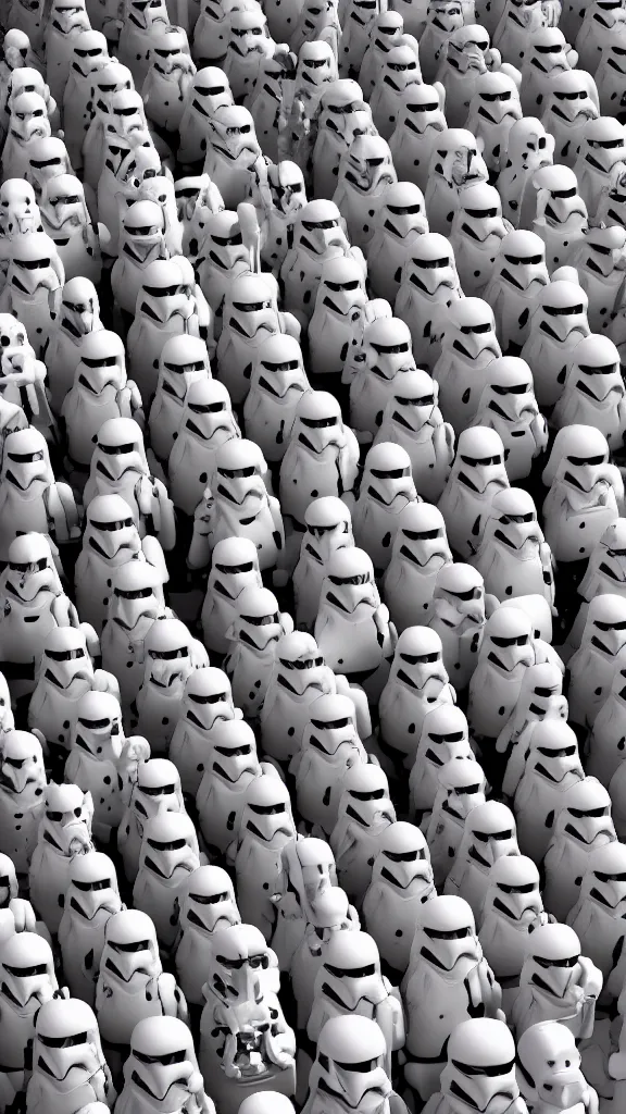 Image similar to army of 1000s of Obama clones in a stormtrooper like herd by Beeple, 4K