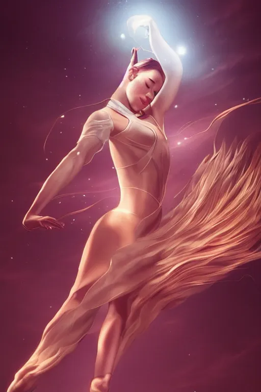 Image similar to dancer in the wind by artgerm, retrofuturism, reimagined by industrial light and magic