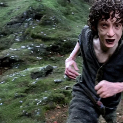 Image similar to Frodo running from gollum, action , go pro footage