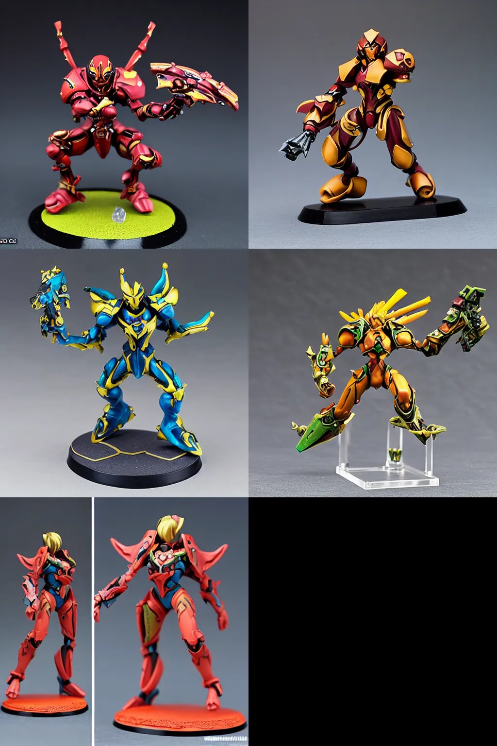 Prompt: metroid varia suit as a warhammer tabletop figurine