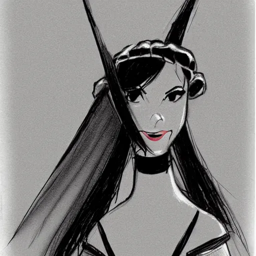 Image similar to milt kahl sketch of victoria justice as princess padme from star wars episode 3