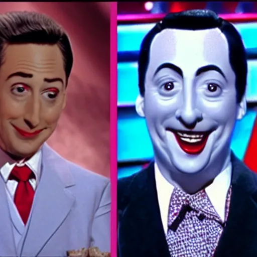 Image similar to Pee-wee Herman as the host of Jeopardy