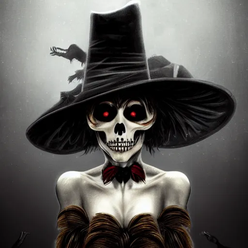 Prompt: spooky wicher hat hallowen, digital art, highly detailed, illustration, elegant, digital painting 4K UHD image