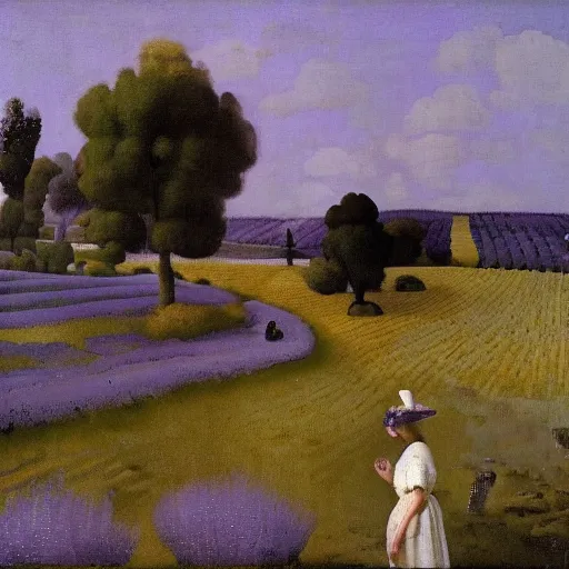 Prompt: field of lavender in france by johannes vermeer