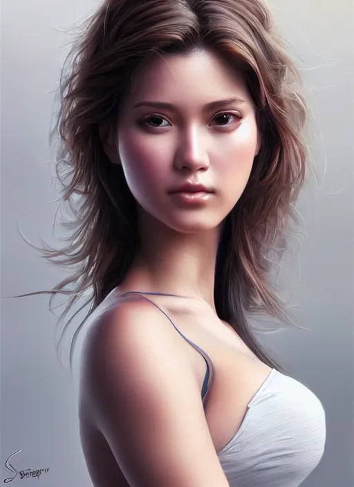 Image similar to photo of a gorgeous young woman in the style of stefan kostic, realistic, 1 / 2 body shot, sharp focus, 8 k high definition, insanely detailed, intricate, elegant, art by stanley lau and artgerm