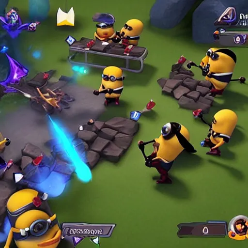 Prompt: screenshot of teamfight tactics, champions are minions, in - game