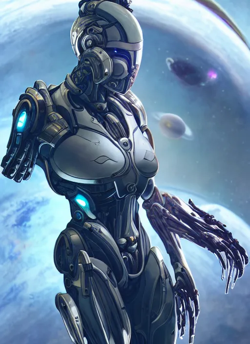 Image similar to photo of a cyborg girl on a space ship, warframe armor, scifi, professionally color graded, interesting angle, sharp focus, 8 k high definition, insanely detailed, intricate, innocent, art by stanley lau and artgerm