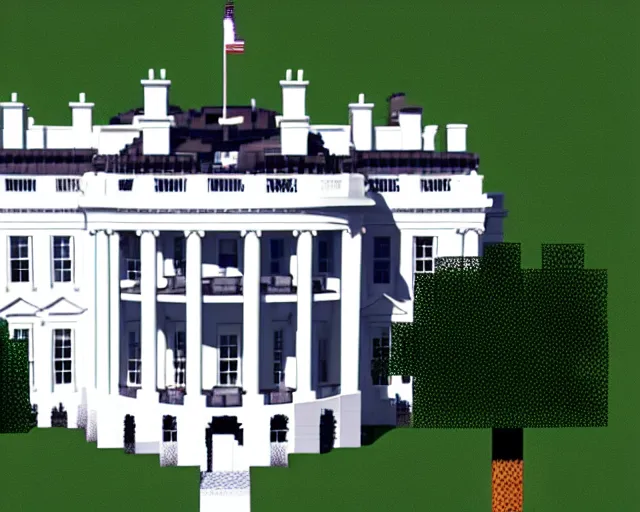 Image similar to Joe Biden White House built in Minecraft