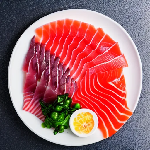 Image similar to gigantic plate of gourmet top quality sashimi photography professional photograph