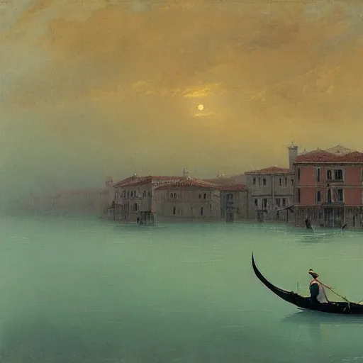 Image similar to venetian gondolas in the style of aivazovsky