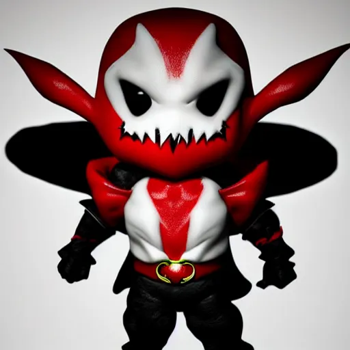 Image similar to super cute chibi Spawn 3D concept art by Todd mcfarlane, 4K, anthropomorphic, elegant, glowing effect, ornate, dynamic, centered, sharp focus, beautiful detailed, face very realistic, Game Art!!, hyper detailed, no background, cartoon, cinematic, raytrace, Trend on artstation, C4D