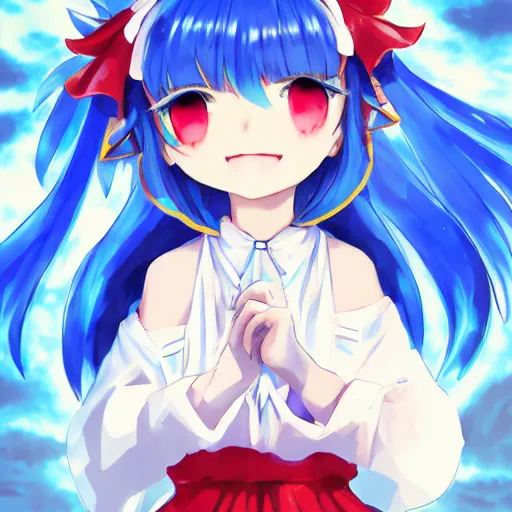 Image similar to full headshot portrait of Cirno from Touhou, drawn by WLOP, by Avetetsuya Studios, colored sketch anime manga panel, Cirno from Touhou, trending on artstation and pixiv Cirno