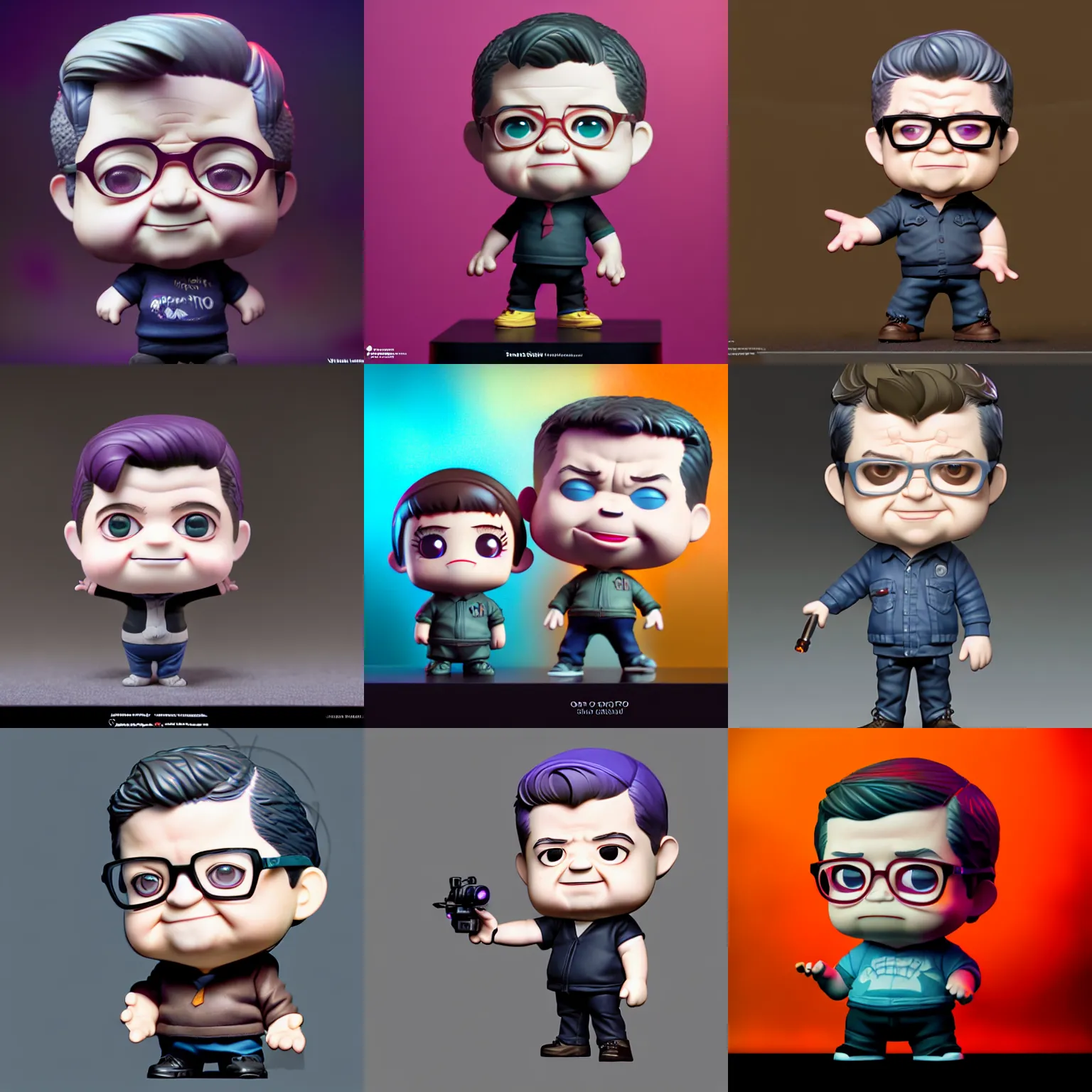 Prompt: patton oswalt, funko pop and nendoroid mashup, by tom bagshaw, pixar and ilya kuvshinov, rtx rendering, octane render 1 2 8 k, maya, extreme high intricate details by wlop, digital anime art by ross tran, medium shot, composition by sana takeda, dramatic lighting by greg rutkowski