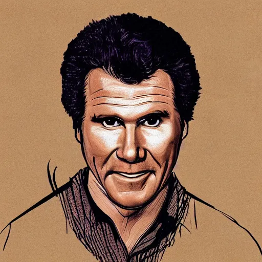 Prompt: portrait of will ferrell in the style of an ancient cave painting