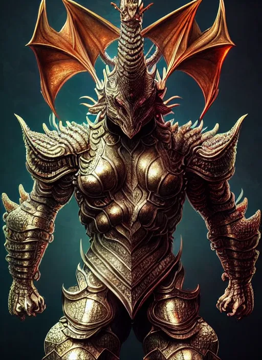 Image similar to muscular and tall humanoid dragon!!!! draconian!! intricate ornate iridescent heavy armor!! character concept art, sharp focus, octane render! unreal engine 5! highly rendered!! trending on artstation!! detailed linework!! illustration by artgerm, wlop, and chie yoshii