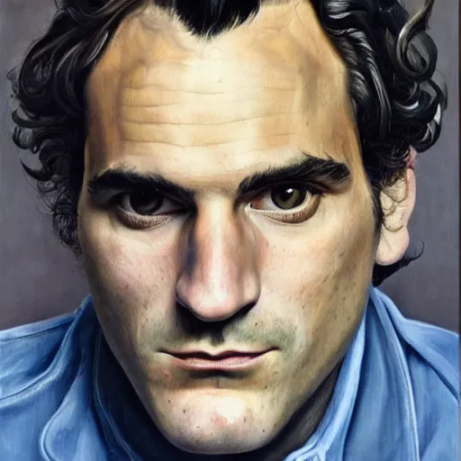 Image similar to high quality high detail painting by lucian freud, hd, portrait of joaquin phoenix