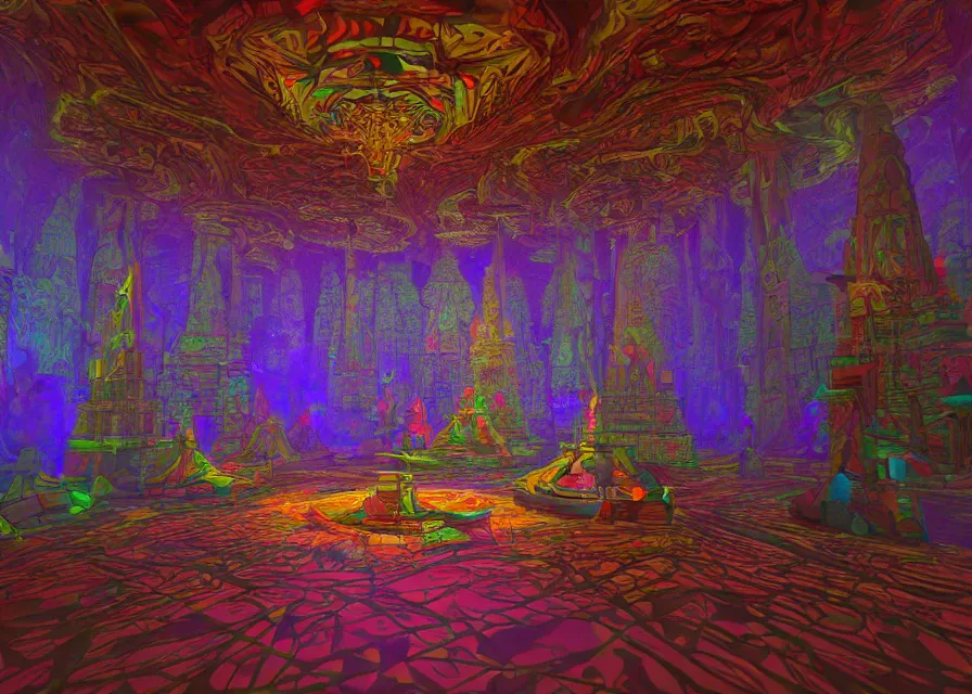 Prompt: interior of a DMT temple, 3d art, 4k, artstation