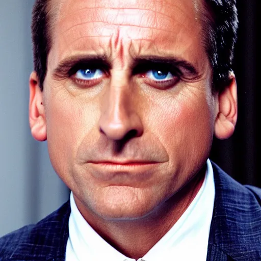 Prompt: steve carell as the terminator damaged