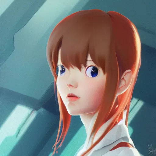 Prompt: Portrait of Asuka Langley Soryu from Evangelion using plugsuite, artwork by Sergey Kolesov, arstation,