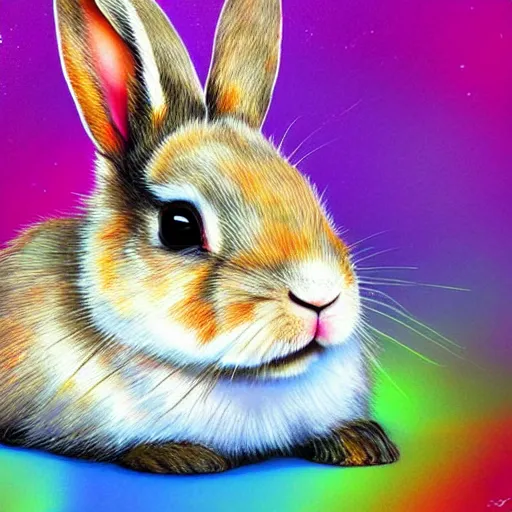 Image similar to cute rabbit portrait, colorful background, fantasy art, concept, art, computer art, high detail, 4 k