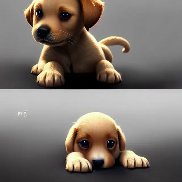 Image similar to an unbelievably cute puppy, trending on artstation, cgsociety, wlop, Behance, pixiv, astonishing, impressive, outstanding, epic, cinematic, stunning, gorgeous, concept artwork, much detail, much wow, extraordinary masterpiece!!!!!