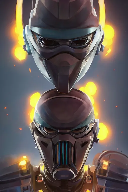 Image similar to epic mask helmet robot ninja portrait stylized as fornite style game design fanart by concept artist gervasio canda, behance hd by jesper ejsing, by rhads, makoto shinkai and lois van baarle, ilya kuvshinov, rossdraws global illumination radiating a glowing aura global illumination ray tracing hdr render in unreal engine 5