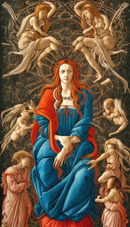 Image similar to The oracle of ancient wisdom, Botticelli, da vinci, Dan Mumford, Josan Gonzalez