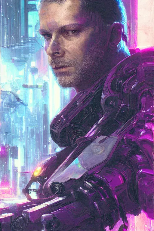 Prompt: A portrait of the author Erik Davis as a cyberpunk, iridescent highlights, background of digital greebles, highly detailed, intricate, soft, sci-fi, sharp focus, glowing lines, art by Ruan Jia and Moebius