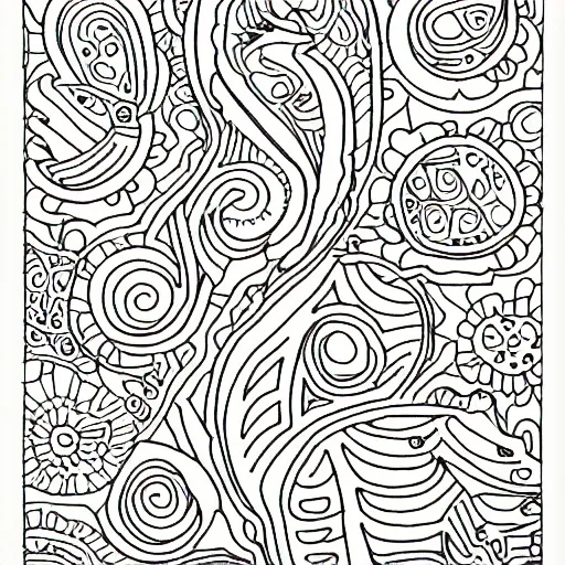 Prompt: a coloring book page