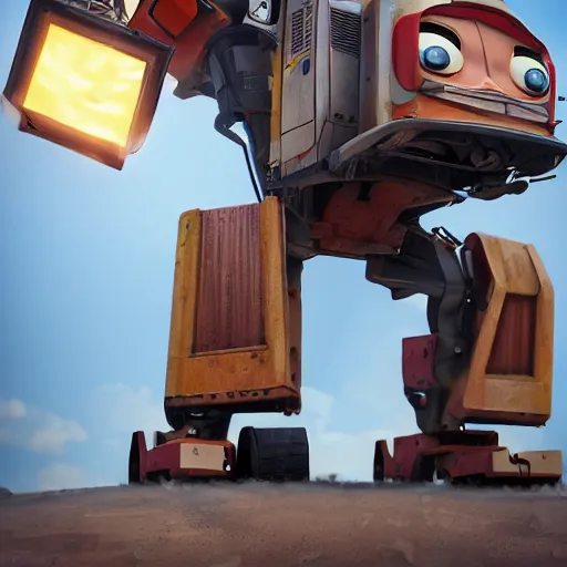 Prompt: an epic chibi comic book style portrait painting of a construction truck transformer, character design by mark ryden and pixar and hayao miyazaki, unreal 5, daz, hyperrealistic, octane render, cosplay, dynamic lighting, intricate detail, harvest fall vibrancy, cinematic