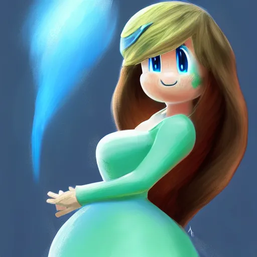 Prompt: yoshi as rosalina, digital painting, fanart, trending on artstation