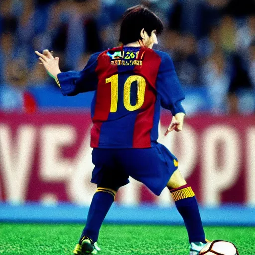 Image similar to lionel messi in captain tsubasa style