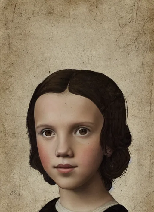 Image similar to Portrait of Millie Bobby Brown by Leonardo Da Vinci