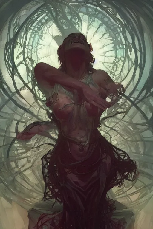 Prompt: Elder god with beady eyes, in a workshop art by artgerm and greg rutkowski and alphonse mucha and Charlie Bowater Trending on artstation, artstationHD, artstationHQ, 4k, 8k