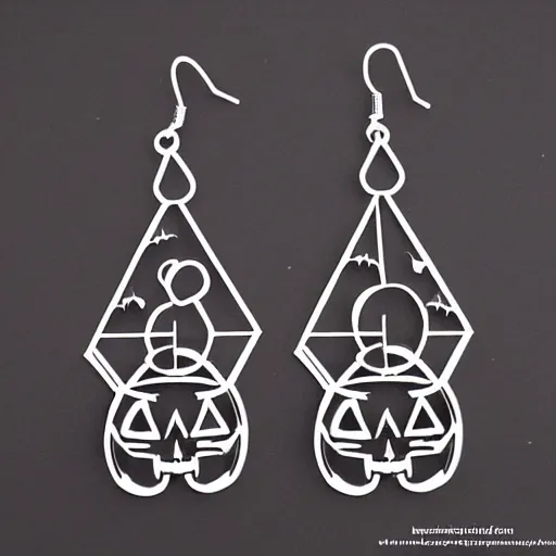 Image similar to 2d lasercut earring designs with a Halloween theme, trending on art station