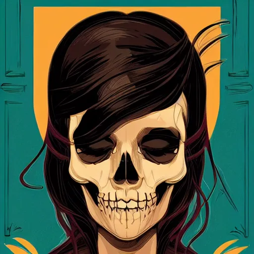 Image similar to portrait skull girl by petros afshar, tom whalen, laurie greasley, jc leyendecker and singer sargent