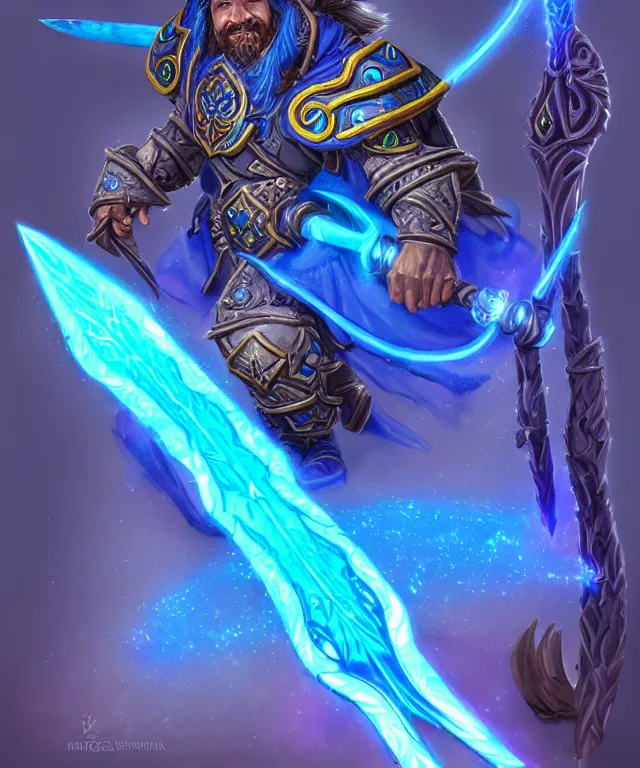 Image similar to bright weapon of warcraft blizzard wizard staff art, a spiral magical wizard staff. bright art masterpiece artstation. 8k, sharp high quality illustration in style of Jose Daniel Cabrera Pena and Leonid Kozienko, blue colored theme, concept art by Tooth Wu,