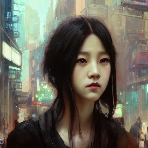 Image similar to jisoo of blackpink, hyperrealistic portrait, bladerunner street, art of elysium by jeremy mann and alphonse mucha, fantasy art, photo realistic, dynamic lighting, artstation, poster, volumetric lighting, very detailed face, 8 k, award winning