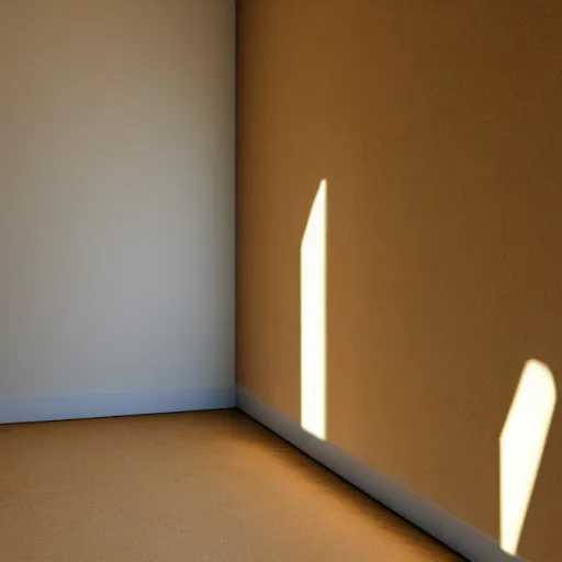 Prompt: sun shines into an empty room, realistic reflection and caustic - n 9