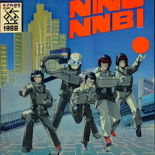 Image similar to 1979 OMNI Magazine, Anime Neo-tokyo bank robbers fleeing the scene with bags of money, Highly Detailed, 8k :4 by Vincent Di Fate : 8