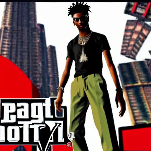 Image similar to playboi carti in a gta loading screen