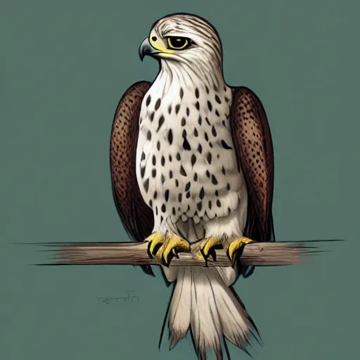 Prompt: concept art of a gyrfalcon for a nature observation game