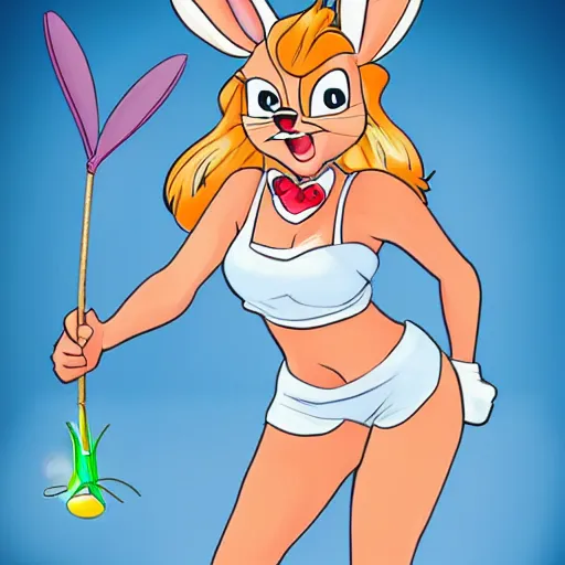 Prompt: Emma cosplaying as Lola Bunny