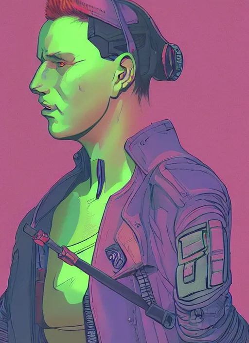 Image similar to cyberpunk traffic cop. portrait by mœbius and will eisner and gil elvgren and pixar. realistic proportions. cyberpunk 2 0 7 7, apex, blade runner 2 0 4 9 concept art. cel shading. attractive face. thick lines.