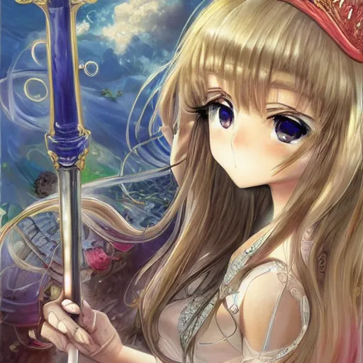 Image similar to “ anime, full body, cute, female, a slender pretty girl wielding a huge hammer, highly intricate detailed, light and shadow effects, intricate, highly detailed, digital painting, art station, concept art, smooth, sharp focus, illustration, advanced digital anime art, the most beautiful thing in the real world, so detailed that the ai drew it ”