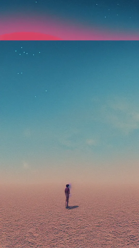 Image similar to beach horizon view of the ocean on an alien planet, vaporwave ocean, planet in space over the horizon, trending on artstation, digital art by beeple