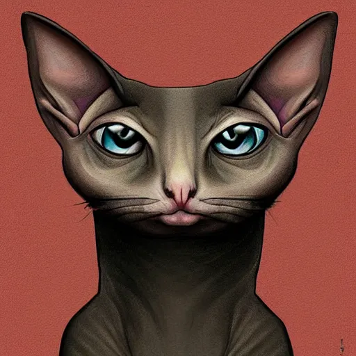 Prompt: sphinx cat, symmetrical, digital art, high quality, illustration, museum, oil painting, sticker,