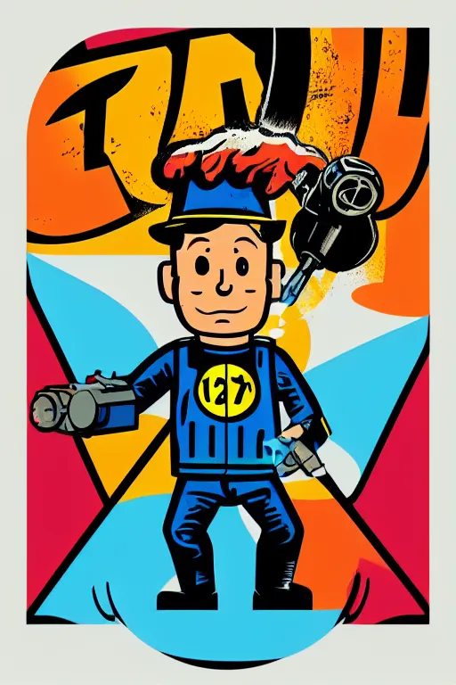 Image similar to fallout 7 6 retro futurist illustration art by butcher billy, sticker, colorful, illustration, highly detailed, simple, smooth and clean vector curves, no jagged lines, vector art, smooth andy warhol style