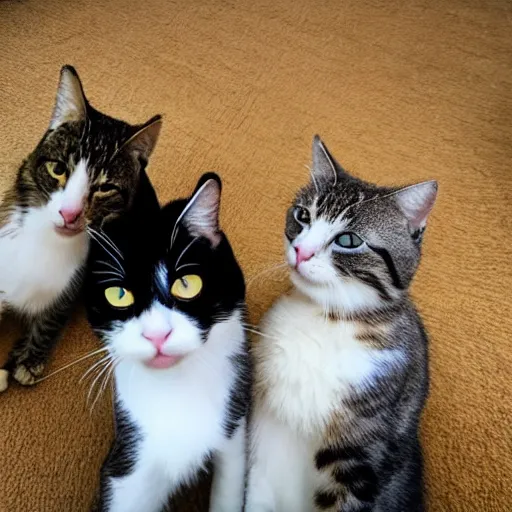 Image similar to photo of cats taking a selfie, award - winning photograph, national geographic, perfect lighting