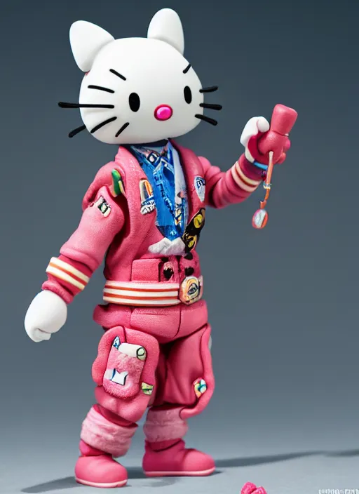 Prompt: product photography of a claymation action figure joe rogan hello kitty, depth of field, zeiss lens, detailed, centered, by erwin olaf, joop geesink, wes anderson, breathtaking, 8 k resolution, extremely detailed, beautiful, establishing shot, realistic materials, hyperrealistic